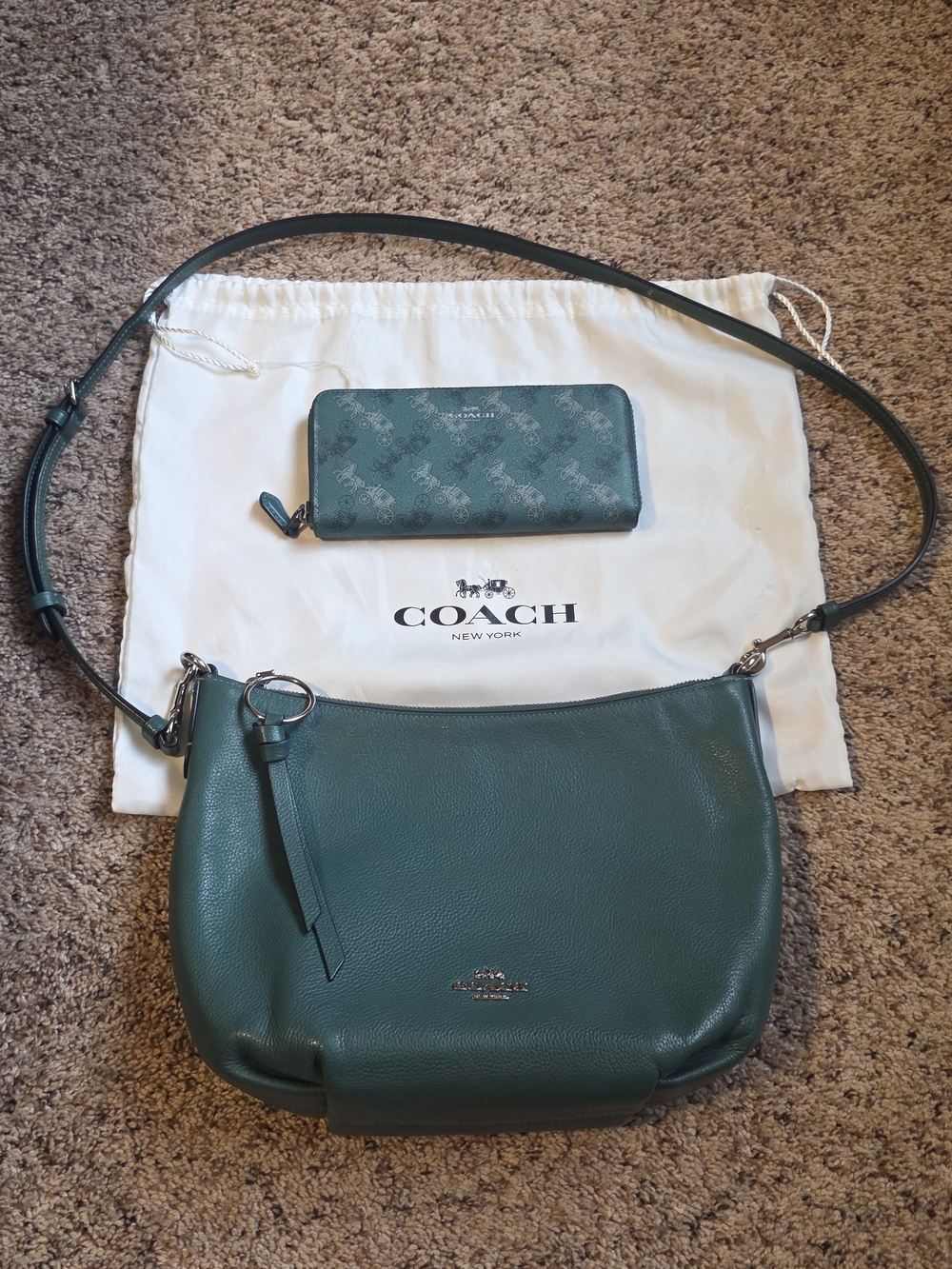 COACH Green Leather Crossbody Bag with COACH Wallet